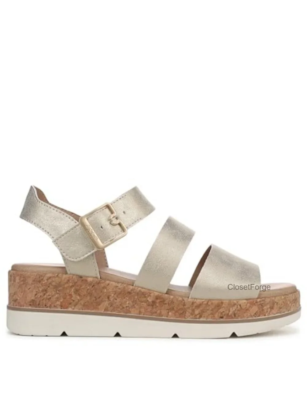 Dr Scholls Once Twice Espadrille Platform Wedge Sandal Faux Leather Strappy